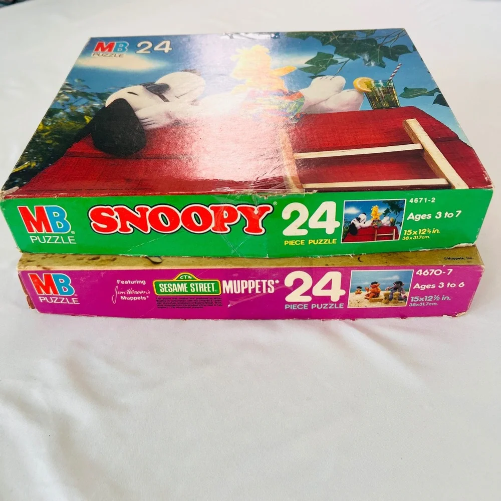 Vintage Milton Bradley MB 24 Piece Puzzle Lot Snoopy Peanuts Sesame Street Ernie